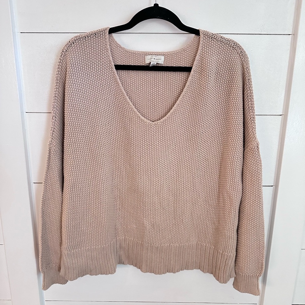LUCKY BRAND L Cotton blend cable knit V neck sweater Corpcore, classic, casual